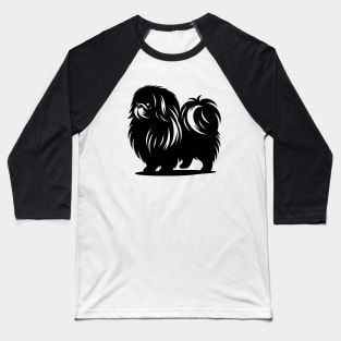 Pekingese Dog Silhouette Baseball T-Shirt